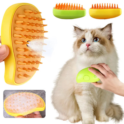 Steam brush for dogs and cats