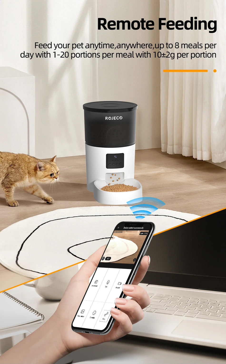 ROJECO Automatic Cat Feeder With Camera