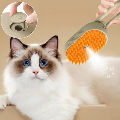 Pet Steam Brush For Dogs And Cats Comb 3 In 1 Hair Removal Grooming