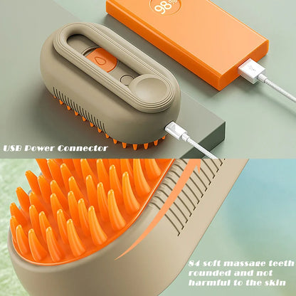 Pet Steam Brush For Dogs And Cats Comb 3 In 1 Hair Removal Grooming