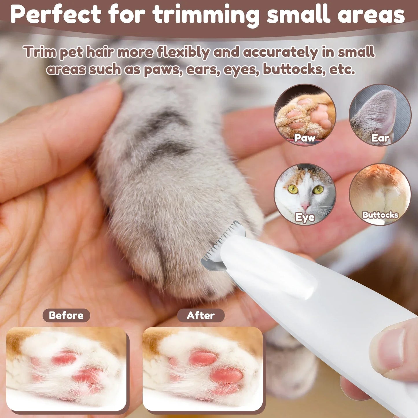 Dog Paw Trimmer with LED Light Fully Waterproof