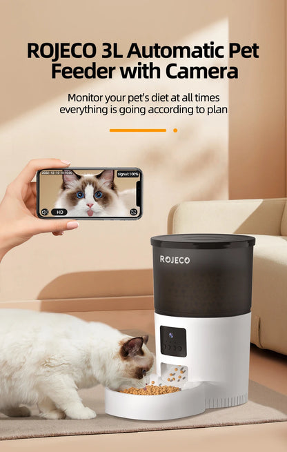 ROJECO Automatic Cat Feeder With Camera