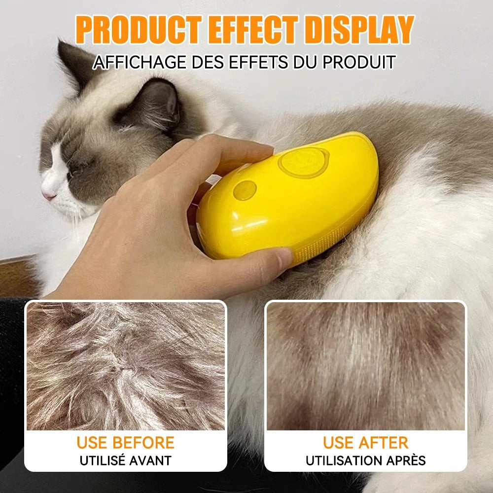 Steam brush for dogs and cats