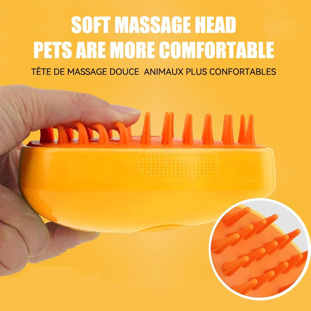 Steam brush for dogs and cats